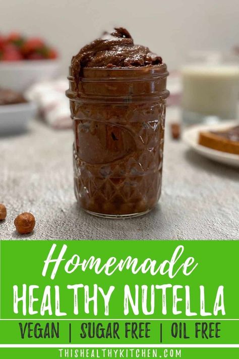 Nutella Ingredients, Sugar Free Nutella, Homemade Nutella Recipes, Nutella Recipe, Breakfast Desserts, Vegan Oil Free, Healthy Nutella, Seed Bars, Vegan Nutella