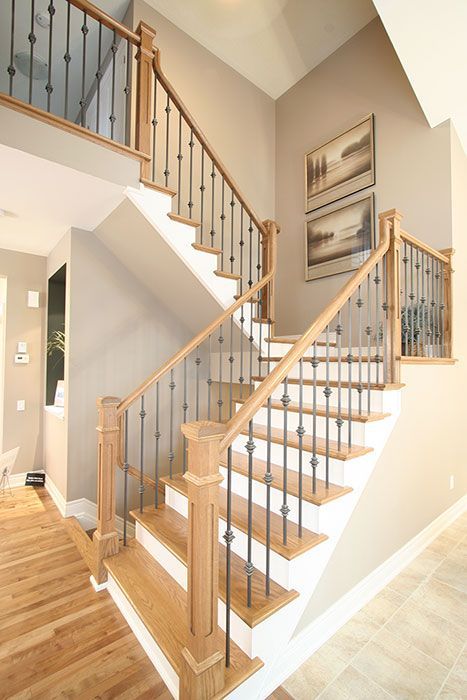 Staircase Layout, Straight Stairs, Staircase Railing Design, Iron Staircase, House Staircase, Oak Stairs, Stair Railing Design, Staircase Remodel, Staircase Makeover