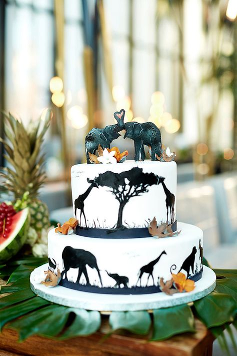 tropical zoo wedding cake Lion King Wedding, African Wedding Theme, Zoo Cake, Tropical Wedding Cake, Kenyan Wedding, Fruit Mango, Tropical Wedding Theme, Safari Wedding, Lion King Cakes