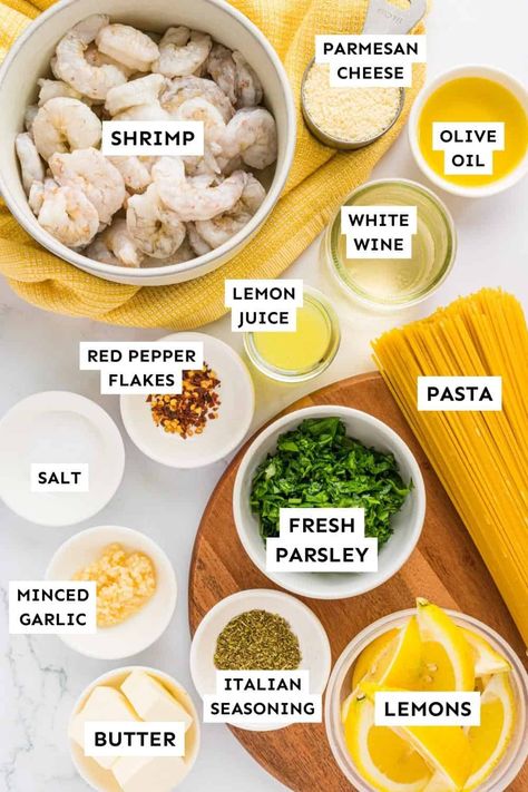 Cheesy Pesto Bread, Shrimp Pasta Healthy, Lemon Butter Shrimp, Lemon Shrimp Pasta, Easy Shrimp Pasta, Beef Freezer Meals, Shrimp Scampi Pasta, Scampi Pasta, Comfort Pasta