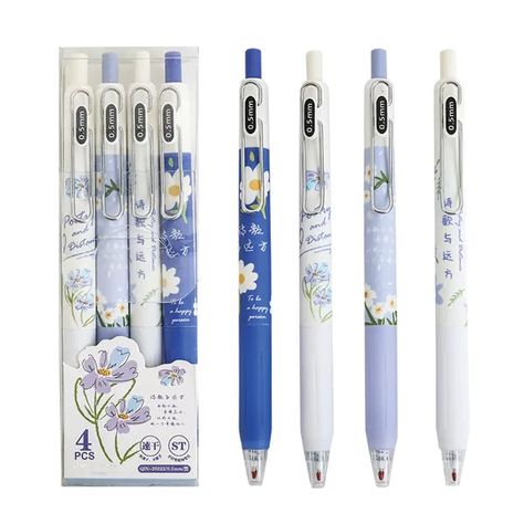 PRICES MAY VARY. Cute Retractable Pen: The cute gel ink pens are made of plastic material, 4 pieces lightweight pens, with different flower patterns and colors, so cute, perfect pens for women and girls. Aesthetic Pens: The cute writing pens are printed with pretty floral patterns, will not fade easily. The pocket clip can be fixed on the pocket of the diary or clothes. Cute aesthetic pens for girls women. Smooth Writing Pen: There is a 0.5 mm black refill in each pen, which write smoothly and c Aesthetic Pens, Stationary Obsession, Cute Writing, Green Bay Packers Shirts, School Pens, Gel Ink Pens, Ink Pens, Writing Pens, Pocket Clip