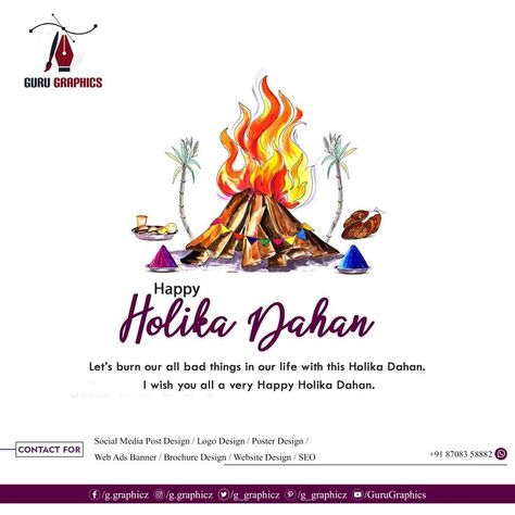 Let’s burn our all bad things in our life with this Holika Dahan. I wish you all a very Happy Holika Dahan. #holikadahan #holi #happyholi #gurugraphics #guru Holika Dahan Creative Post, Holika Dahan Post, Holika Dahan Poster, Holika Dahan Creative, Holika Dahan Creative Ads, Holi Post, Happy Holika Dahan, Holika Dahan, Restaurant Ad