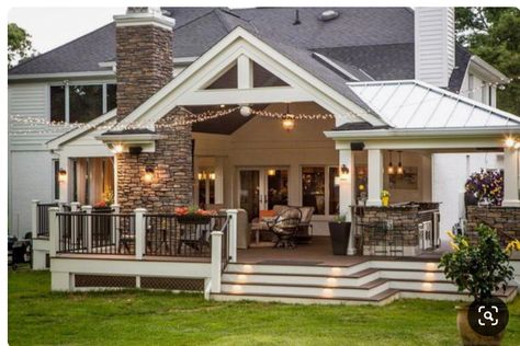 Covered Patio Design, Patio Deck Designs, Covered Deck, Outdoor Patios, Outside Spaces, Deck Designs, Backyard Porch, Screen Porch, House With Porch