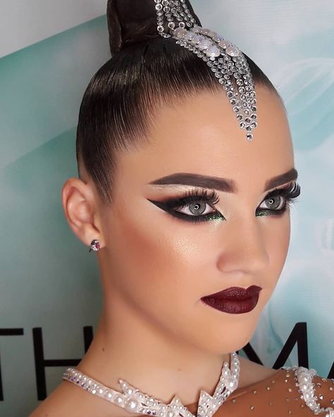 Ballroom Competition Makeup, Dancesport Makeup, Ballroom Competition Hair, Dance Competition Makeup, Artistic Hairstyles, Latin Makeup, Ballroom Hairstyles, Ballroom Dancing Hairstyles, Dancesport Hair