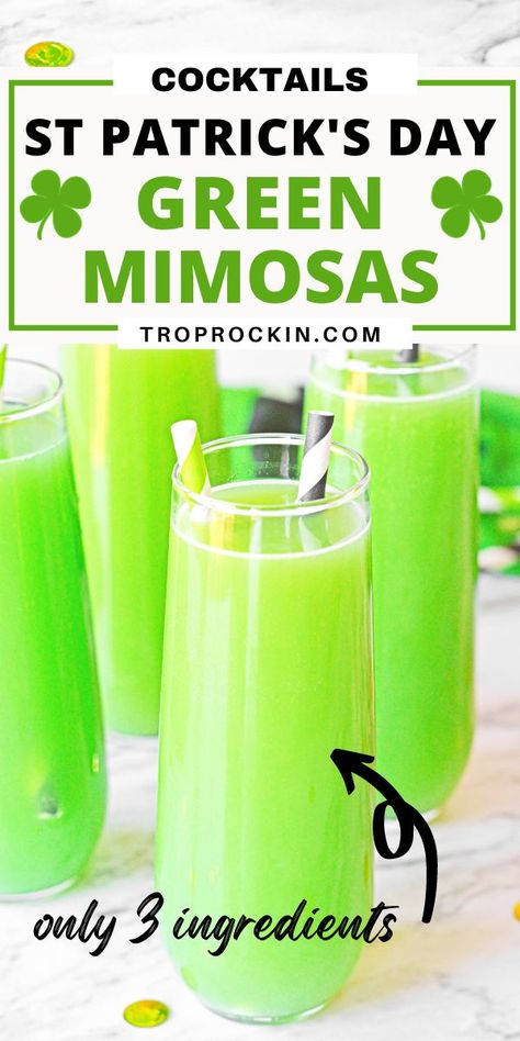 St Patty Drinks Cocktail Recipes, Cocktails For St Patricks Day, St Pattys Mimosas, Green Christmas Drinks For Adults, St Patty Day Drinks Alcohol Easy, Green Themed Alcoholic Drink, St Pattys Cocktail, Saint Patrick's Day Drinks Cocktails, St Pattys Drinks Easy