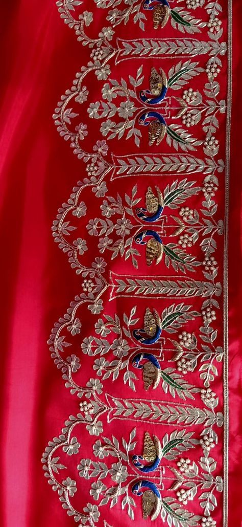 Peta Work Embroidery Blouse, Gota Patti Work Blouse Design, Sipi Work Embroidery, Gota Patti Work Embroidery, Pitta Work Embroidery Blouse, Gotapatti Work Blouses, Kurti Hand Work Design, Hand Embroidery Designs For Suits, Thread Work Designs