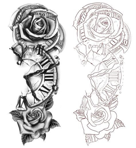 Skitse Bog, Half Sleeve Tattoo Stencils, Tato Ikan Koi, Cool Half Sleeve Tattoos, Half Sleeve Tattoos Drawings, Rose Tattoos For Men, Pretty Hand Tattoos, Tattoos For Women Half Sleeve, Forearm Tattoo Design