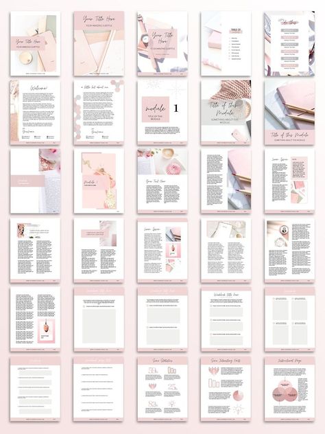 Editable Workbook and Ebook Template, Pink Fe Canva School Template, Canva Inspiration, Ebook Template Design, Canva Planner, Blog Templates, Canva Etsy, Pink Feminine, Digital Ideas, 2023 Planner