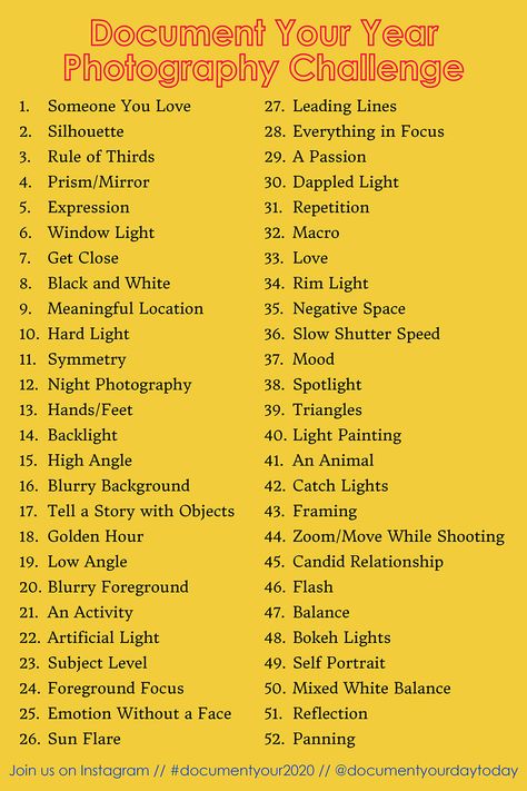 52 Week Photo Challenge, Photography Challenge For Beginners, 52 Photography Challenge, 30 Day Challenge Photography, Post A Picture Of Challenge, Weekly Photography Challenge, Beginner Photography Challenge, Composition Ideas Photography, 52 Week Photography Challenge