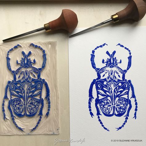 Animals And Flowers, Linoleum Print, Linocut Printmaking, Lino Art, The Color Blue, It Is Finished, Linocut Art, Handmade Stamps, Printmaking Art