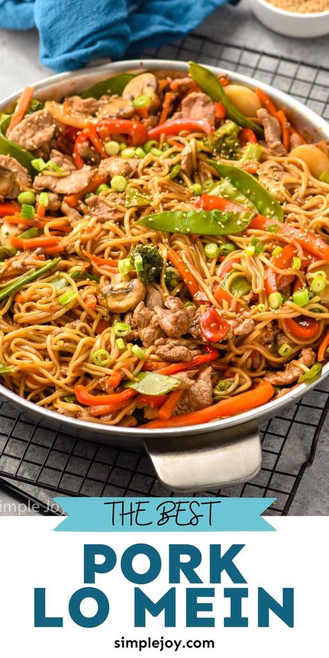 Essen, Lo Mein Recipe Pork, Pork Lo Mein Recipe, Pork Lo Mein, Pork Chow Mein, Asian Pork Recipes, Beef Noodle Stir Fry, Pork Stir Fry Recipes, Beef Chow Mein