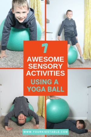 7 Easy Sensory Activities Using a Therapy Ball - Your Kid's Table Sensory Circuit Activities, Sensory Circuits, Easy Sensory Activities, Ball Activities, Sen Resources, Sensory Processing Activities, Vestibular Activities, Sensory Integration Activities, Proprioceptive Activities