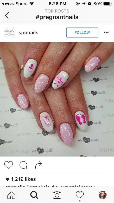 Maternity Nails, Baby Nail Art, Baby Shower Nails, Tape Nail Art, Girls Nail Designs, Baby Pink Nails, New Nail Art Design, Hello Nails