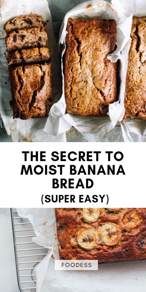 Easy Healthy Banana Bread, Banana Bread Healthy Easy, Homemade Banana Bread Recipe, Banana Bran Muffins, Healthy Banana Bread Recipe, Super Moist Banana Bread, Banana Bread Loaf, Banana Bread Ingredients, Banana Bread Recipe Healthy