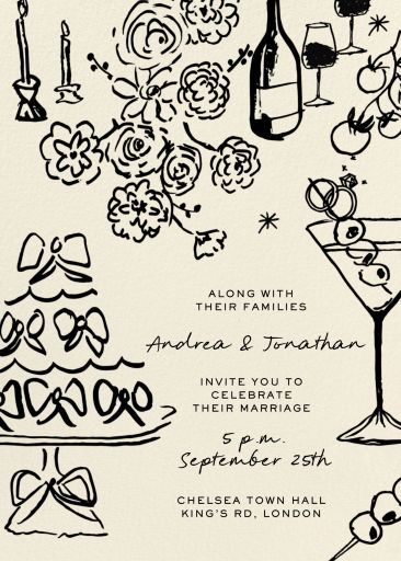 Customize 'To the Nines' Wedding Invitation online and send via email, text message, or a shareable link. Instantly track deliveries and opens, and message recipients. Pulp Templates, Cringe Wedding, Romantic Invitations, Wedding Invitation Online, Online Wedding Invitations, Wedding Invitation Watercolor, Drawing Wedding Invitation, Hand Drawn Wedding Invitations, Modern Classic Wedding Invitations