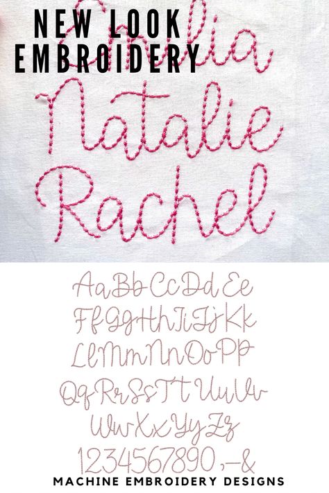 Fonts For Embroidery Letters, Script Embroidery Font, Hand Stitching Names, Fonts For Hand Embroidery, Name Hand Embroidery Designs, Cursive Embroidery Font, Font For Embroidery, Hand Embroidery Names Letters, Hand Embroidered Letters Alphabet