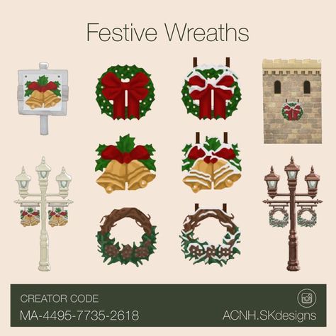 Acnh Christmas Path Codes, Acnh Holiday Codes, Animal Crossing Christmas Design Codes, Acnh Christmas Code, Acnh Christmas, Animal Crossing Funny, Ac New Leaf, Animals Crossing, Animal Crossing Guide