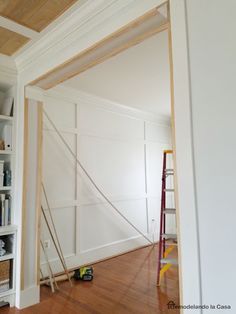 doorway trim - B&B in living room Molding Around Wall Opening, Adding Trim To Archway, Trim To Separate Rooms, Moulding Around Doorways, Simple Doorway Trim, Farmhouse Doorway Trim, How To Make A Cased Opening, Large Doorway Trim Ideas, Trim Around Wall Opening