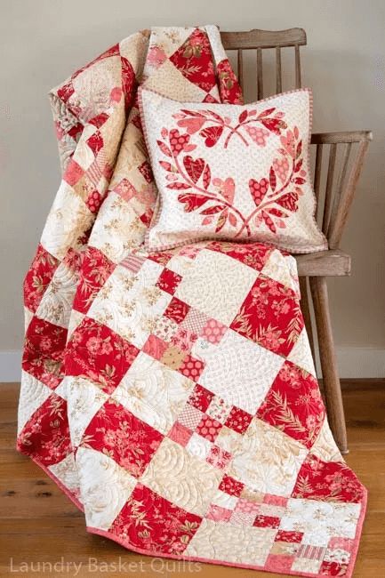 Cranberry Chain Quilt A Summer Basket Of Strawberries – Quilting Cubby Sarah Howard Stone Heirloom Sewing, Homemaker Tips, Basket Of Strawberries, French General Quilts, Summer Basket, Sweet Charity, 9 Patch Quilt, Two Color Quilts, Red And White Quilts