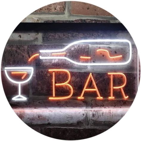 Wine Bar Ideas Restaurants, Bar Quotes, Cabin Bar, Neon Crafts, Bar Signage, Garden Cabins, Iron Pendant Light, Bar Patio, Iron Pendant