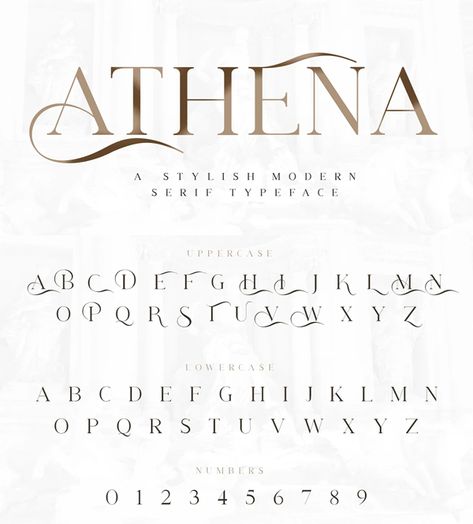 Athena Stylish Modern Serif Font Logo Fonts Alphabet, Cool Fonts Alphabet Creative, Athena Font, Elegant Fonts Alphabet, Serif Fonts Alphabet, Vintage Fonts Alphabet, Artistic Fonts, Elegant Letters, Letras Cool