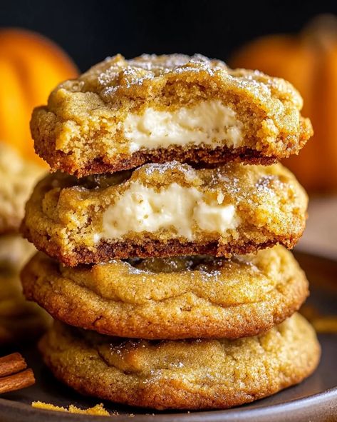 Cream Cheese Stuffed Gingerbread Cookies, Cream Cheese Filled Cookies, Pumpkin Cream Cheese Cookies, Cookies With Cream Cheese Filling, Chewy Pumpkin Cookies, Pumpkin Cheesecake Cookies, Cream Filled Cookies, Soft Pumpkin Cookies, Cookies Stuffed