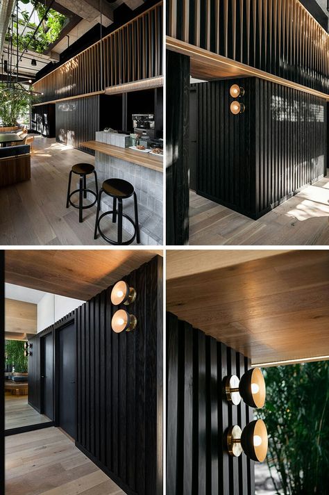 Japanese Restaurant Interior, Black Restaurant, Woods Restaurant, Lake House Interior, Restaurant Exterior, Pub Decor, Italian Interior, Japanese Interior Design, Modern Restaurant