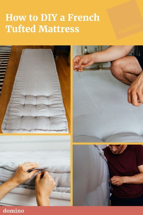 Diy Mattress Pad, Diy French Mattress, French Tufted Mattress, Floor Cushions Diy, Room Panelling, Tufted Mattress, French Mattress Cushion, Diy Mattress, French Mattress