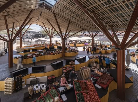 Open Air Market, Wet Market, Central Building, Timber Roof, Traditional Market, Public Market, Outdoor Market, Pitched Roof, Architecture Plan