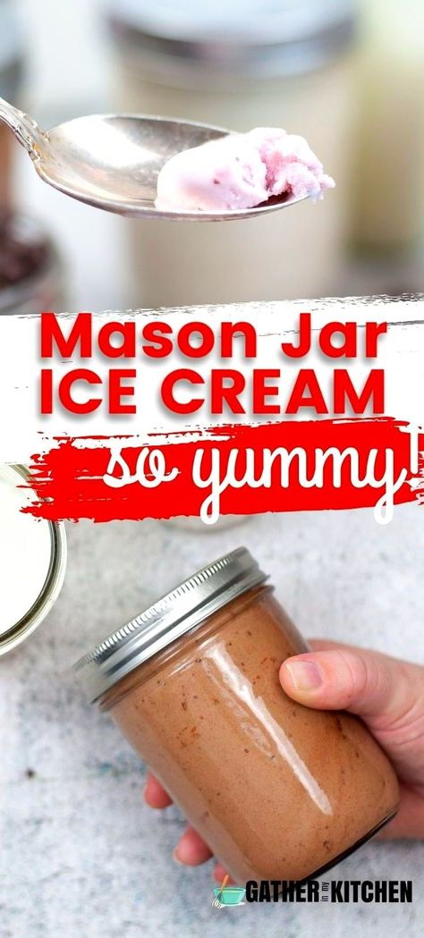 Homemade Ice Cream Machine, Ice Cream Mason Jars, Mason Jar Ice Cream Recipe, Mason Jar Ice Cream, Jar Ice Cream, Healthy Homemade Ice Cream, Make Homemade Ice Cream, Easy Homemade Ice Cream, Mason Jar Desserts