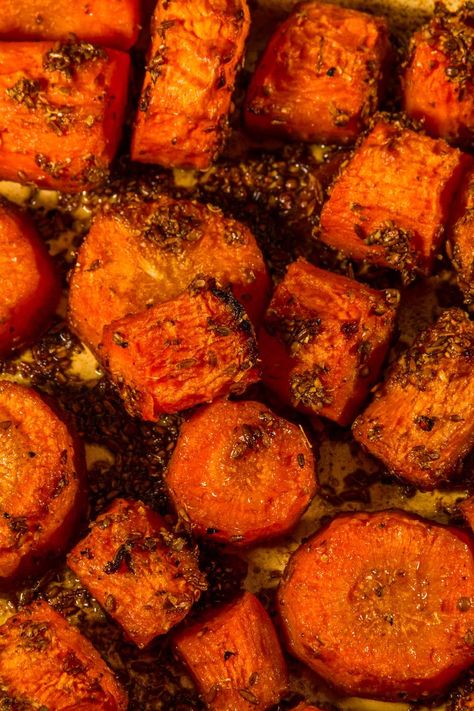 Ina Garten Roasted Carrots Recipe - Table for Seven Sweet Roasted Carrots Oven, Ginger Carrots Roasted, Roasted Recipes In Oven, Ina Garten Vegetable Recipes, Carrot Roasted Recipes, Fall Veggie Sides, Roast Vegetable Recipes, Roasted Carrots Side Dish, Best Roasted Vegetables Recipe