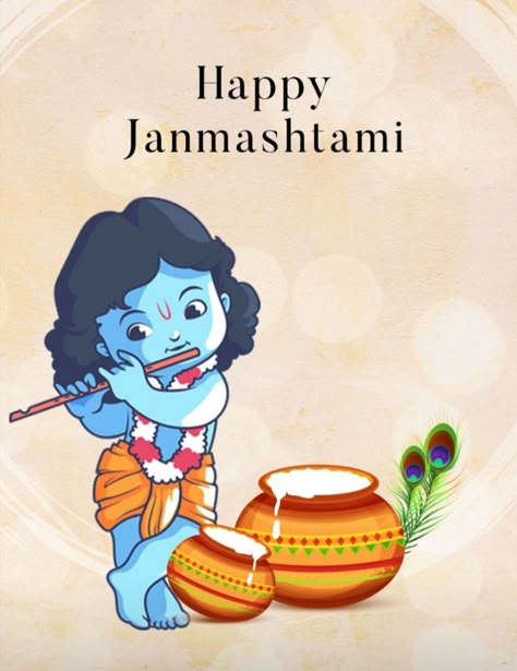 Janmashtami Cartoon Images, Happy Krishna Janmashtami Painting, Cute Krishna Janmashtami, Happy Janmashtami Sticker, Janmastami Wishing, Janmashtami Krishna Images, Krishna Janamastmi Wishes, Janmastami Paintings, Sree Krishna Jayanthi Images