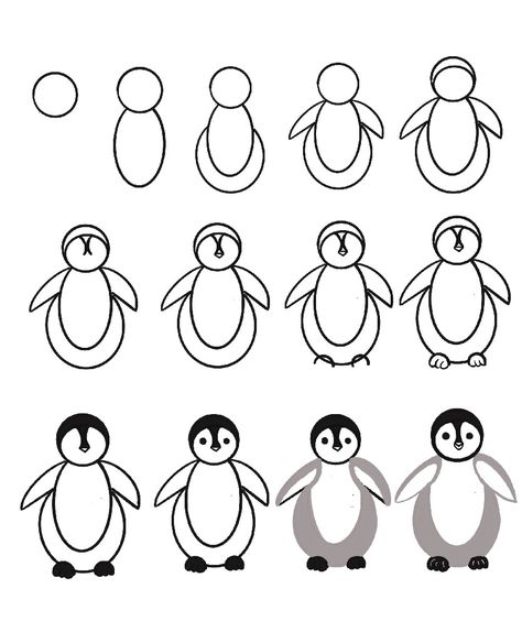 Follow each step to draw a penguin easily Penguin Step By Step Drawing, Drawing A Penguin, Penguin Drawing Easy Step By Step, Draw Penguin Easy, How To Draw A Penguin Step By Step, How To Draw Penguin, How To Draw A Penguin, Penguin Painting Easy, Simple Penguin Drawing