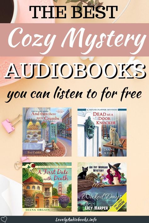 Cosy Mystery Books, Funny Audiobooks, Mystery Books Worth Reading, Book Club Suggestions, Mystery Movies, Best Mystery Books, Cosy Mysteries, Free Audiobooks, Cup Of Cocoa