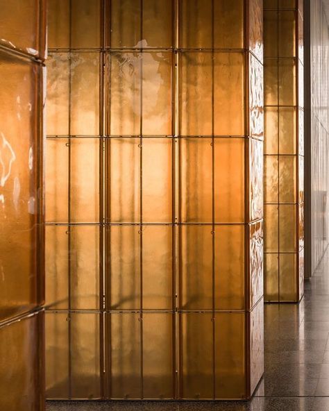 Glass In Interior Design, Bronze Details Interior Design, Color Glass Wall, Colored Glass Architecture, Amber Glass Brick, Bronze Glass Texture, Glass Material Texture Architecture, Fritted Glass Texture, Tinting Glass