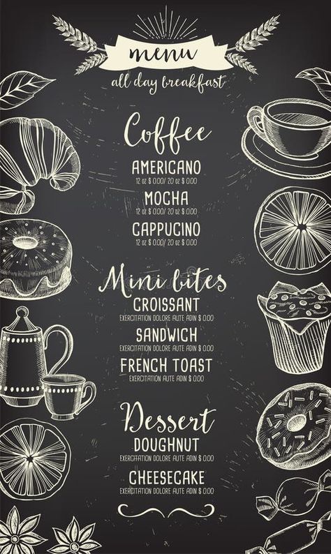 Coffee Menu Board, Coffee Shop Menu Board, Cafe Menu Template, Chalkboard Coffee, Cafe Menu Boards, Cafe Chalkboard, Chalk Menu, Blackboard Menu, Coffee Chalkboard