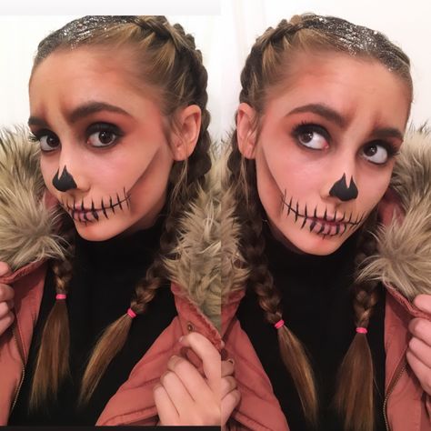 Skeletal Face Makeup, Womens Skeleton Costume Make Up, Cute Skeleton Face Paint, Skeleton Princess Costume, Skeleton Makeup Pretty Easy, Kids Skeleton Makeup Girl, Pretty Skeleton Makeup Simple, Baby Skeleton Makeup, Girls Skeleton Makeup