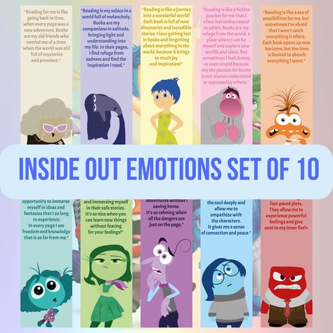 Inside Out 2 Quotes, Inside Out Worksheets, Powerful Thoughts, Inside Out Emotions, Unique Bookmarks, Movie Inside Out, Bookmark Designs, Inside Out Characters, Social Emotional Activities