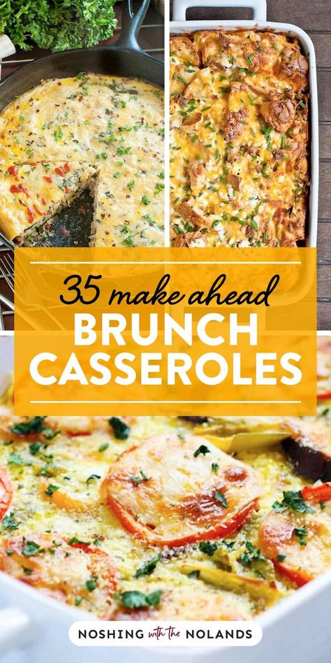 Various casseroles for brunch in a collage. Brunch Ideas Potatoes, Egg Dish For A Crowd, Large Brunch Ideas, Hearty Brunch Ideas, Breakfast Dishes Brunch Food, Brunch Meals For A Crowd, Egg Dish For Brunch, What To Serve For Brunch, Easy Brunch Casserole