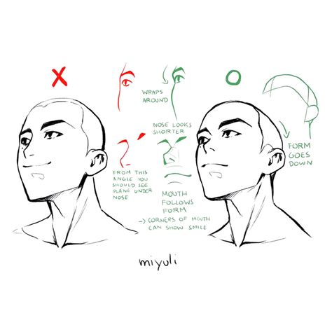 EtheringtonBrothers on Twitter: "Our feature tutorial/artist today is this great set of mini-notes on HEAD ANGLES from BELOW by the talented @miyuliart! Noticing the little differences in the features from this angle will help give your faces FORM and CLEAR DIRECTION! #characterdesign #manga #comicart #arttips… https://t.co/cBHWqX9WrH" Low Angle Drawing Reference, Low Angle Pose Reference, Face Angles, 얼굴 드로잉, 얼굴 그리기, Low Angle, Anatomy Drawing, Poses References, Guided Drawing