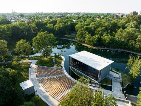 Lemay redesigns open-air theatre in Montreal’s La Fontaine Park Canadian Architecture, Theater Plan, Open Air Theatre, Picturesque Landscape, Open Air Theater, Small Theatre, Good Readers, Of Montreal, Green Space