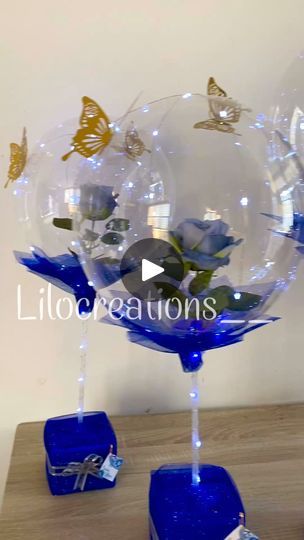 158K views · 2.6K reactions | Centros de mesa para xv años de globo burbuja ron rosa azul y luz led en versión altos💙 Cotización x insta: lilocreations__ #centrosdemesapersonalizados #centrosdemesa #globoburbujaconluzled #xvaños #xvañosparty | Lilocreations__ | Lilocreations__ · Original audio Wedding Shower Food, Shower Food, Decorations Party, Balloon Decorations Party, Food Decoration, Balloon Decorations, Wedding Shower, Balloons, Baby Shower