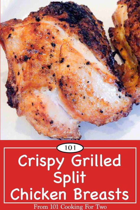 Learn the secret of moist and tender split chicken breast on a gas grill that will have you doing this economical recipe for friends and family. Just use these easy to follow step by step photo instructions. You can do it tonight. Grilled Bone In Chicken Breast, Grilled Split Chicken Breast, Split Breast Chicken Recipes, Split Chicken, Chicken Breast Marinade, Grilled Chicken Breast Recipes, Split Chicken Breast, Bbq Chicken Breast, Grilled Chicken Breast