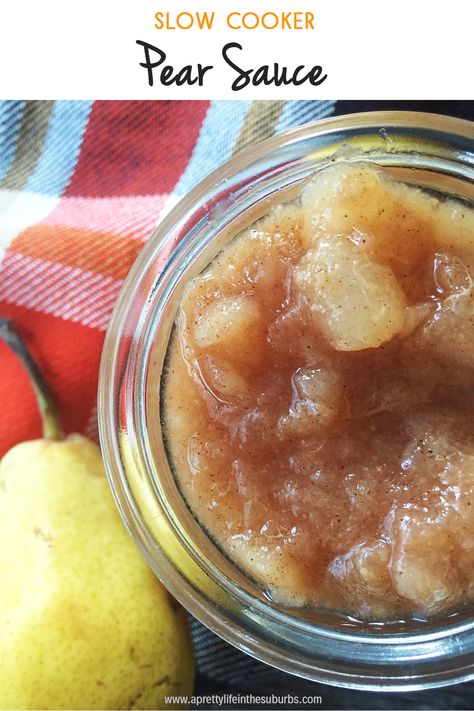 This Slow Cooker Pear Sauce is a great recipe for using up ripe pears! Enjoy it with ice cream or add it to your baking! Pear Sauce Crockpot, Pear Sauce Recipe, Pear Recipes Easy, Pear Bread, Pear Sauce, Ripe Pears, Pear Butter, Pear Dessert, Baked Pears