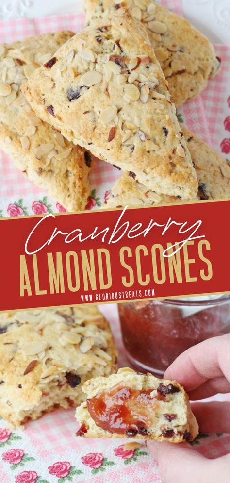 Almond Flour Cranberry Scones, Cranberry Almond Scones, Cranberry Scones Recipe Easy, Fall Scones Recipe, Almond Scones Recipe, Irish Scones Recipe, Classic Scones, Classic Scones Recipe, Almond Scones