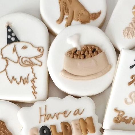 Dog Golden Birthday Party, Golden Retriever First Birthday, Golden Retriever Birthday Party Theme, Golden Retriever Party Theme, Golden Retriever Party, Golden Retriever Cookies, Golden Retriever Baby Shower Theme, Dogs First Birthday Ideas, Golden Retriever Birthday Party