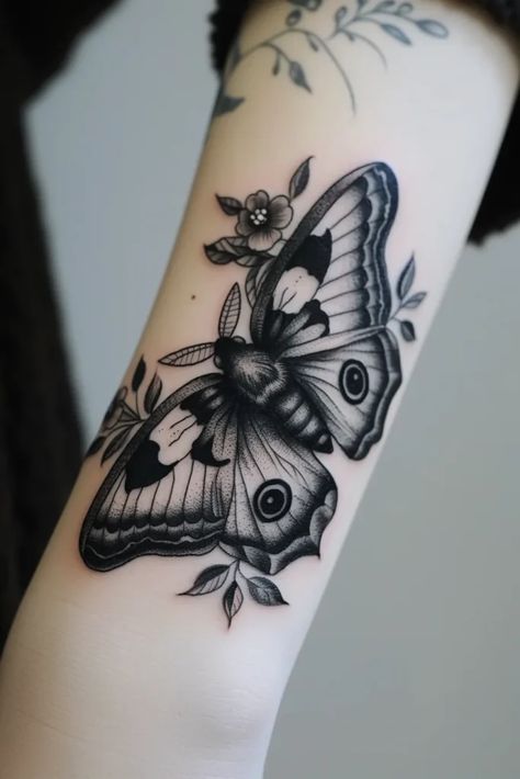 Meaning Of Tattoo Of A Moth | Moth Tattoo Design Ideas Lotr Moth Tattoo, Moth Arm Tattoos For Women, Raven And Snake Tattoo, Feminine Moth Tattoo, Moth And Mushroom Tattoo, Pink Moth Tattoo, Moth Rib Tattoo, Traditional Moth Tattoos, Moth Tattoo Neck