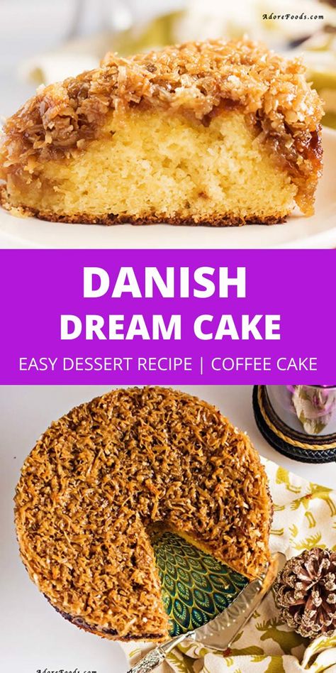 Danish Dream Cake, Dream Cake Recipe, Moist Sponge Cake, Yellow Cakes, Danish Cake, Gf Ideas, Danish Recipes, Danish Cuisine, Danish Christmas