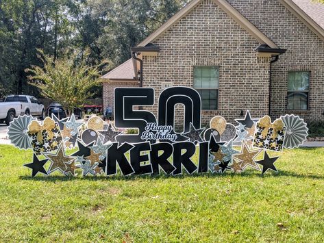 Yard Birthday Decorations, Front Yard Birthday Decorations, Bday Decor, Yard Cards, Board Art, Sign Ideas, Yard Sign, Yard Signs, 50th Birthday