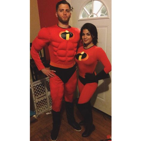 Parental units being awesome as Mr and Mrs Incredible ! Awesome couple costume. Our son was Dash but he had already fallen asleep. Mr And Ms Incredible Costume, Mr And Mrs Incredible Costume, Mr And Mrs Incredible, Incredible Costume, Iconic Duos, Mrs Incredible, Best Couples Costumes, Comic Con Costumes, Couple Costume